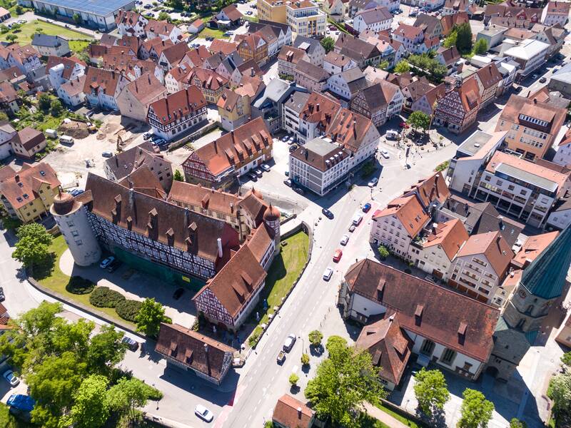 Luftbild der STadt Gaildorf